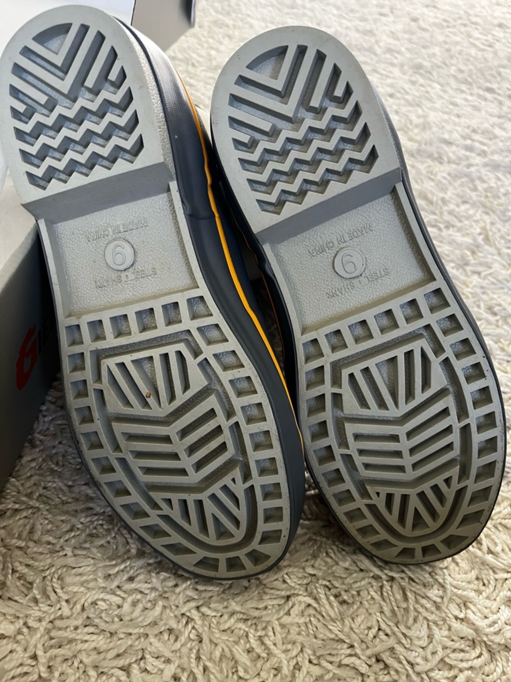 Men’s Gray Waterproof Rain Boots with Yellowish orange  Trim - Picture 8 of 8